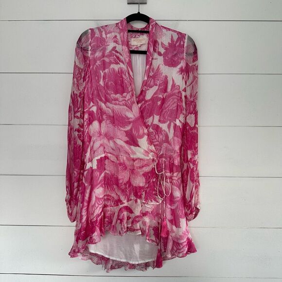 Rococo Sand Women’s Small Pink Cherise Mini Dress Romantic Tropical Floral - Picture 1 of 5